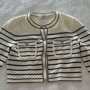 Sandro Women's Cream and Black Textured Cardigan